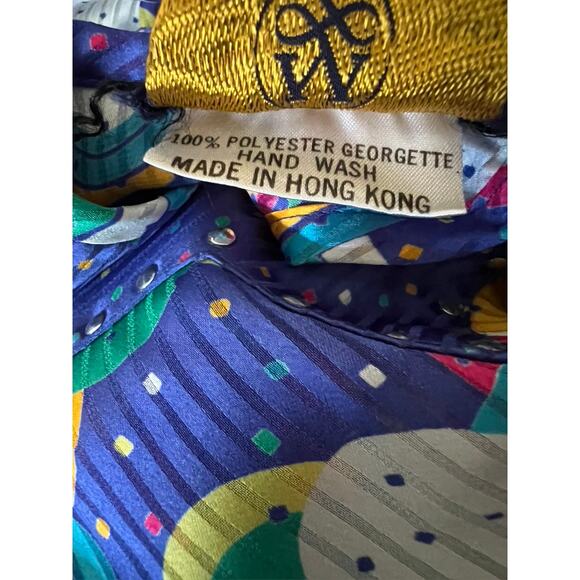 Vintage 80s Mayleek Polka Dot Design Secretary Handkerchief Dress Large - Picture 9 of 9